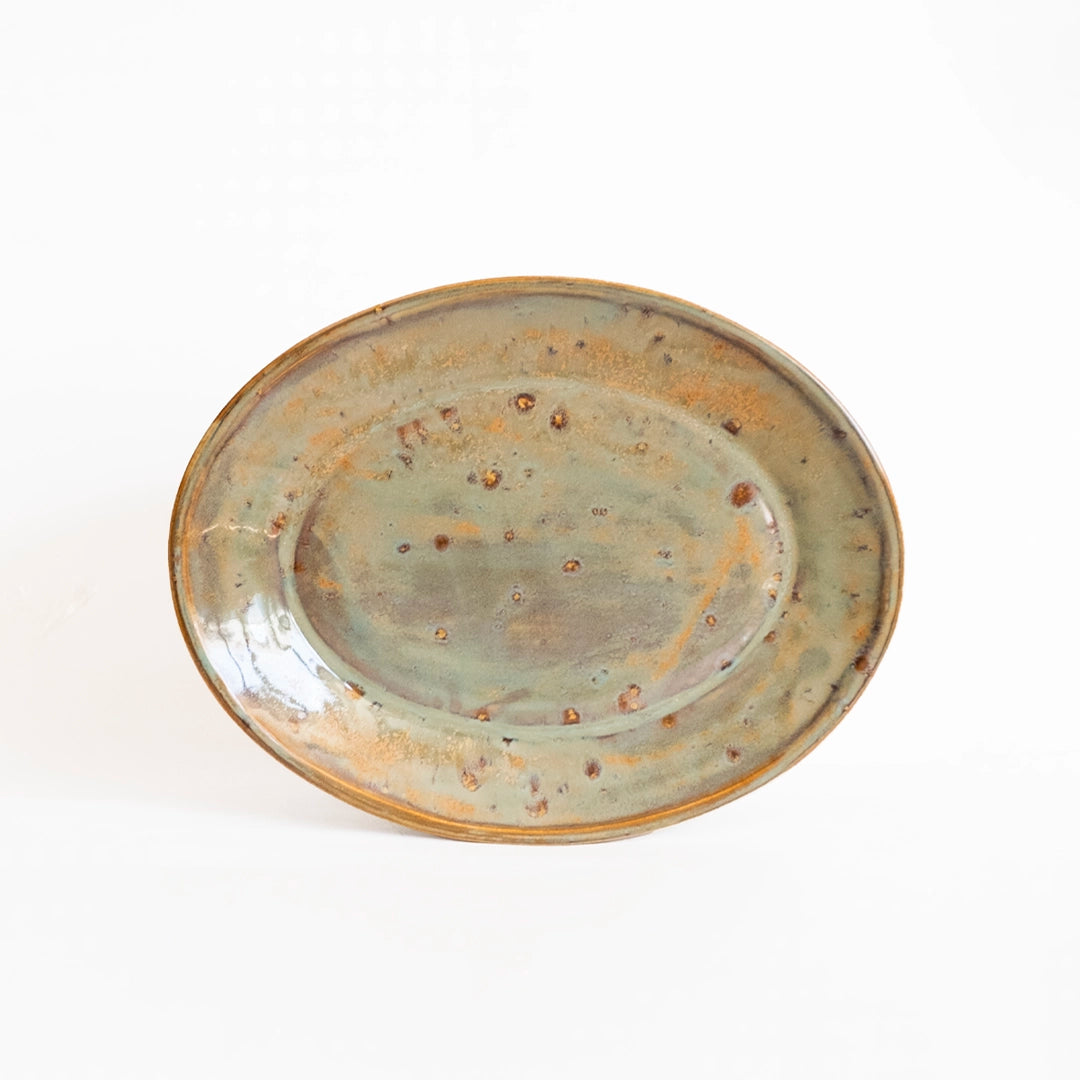 Stoneware Küçük Oval Tabak - Müdavim Yeşil