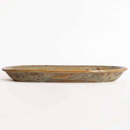 Stoneware Büyük Kayık Tabak - Müdavim Yeşil