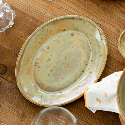 Stoneware Küçük Oval Tabak - Müdavim Yeşil