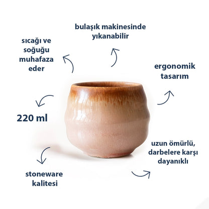 Stoneware Bardak - Gonca Pembe
