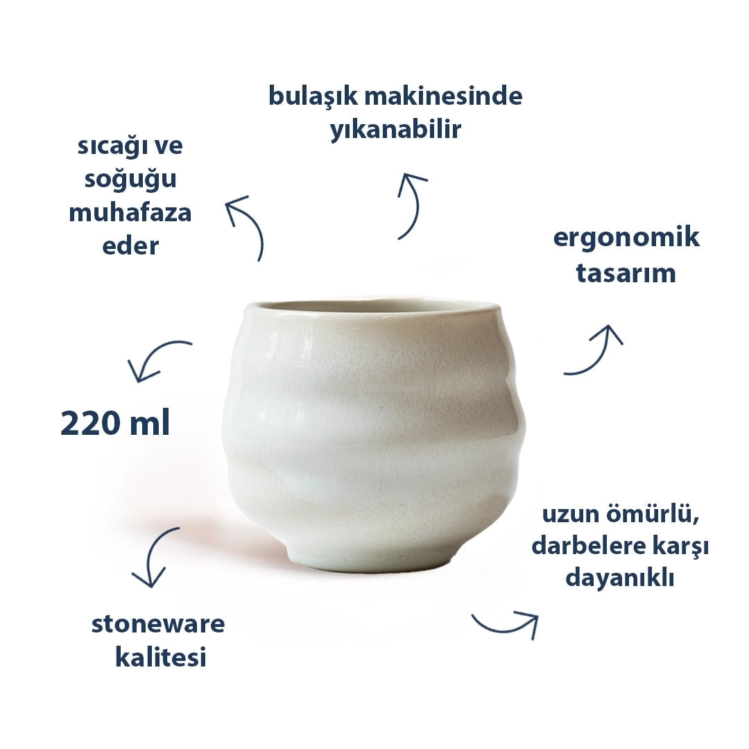 Stoneware Bardak - İnci Beyaz