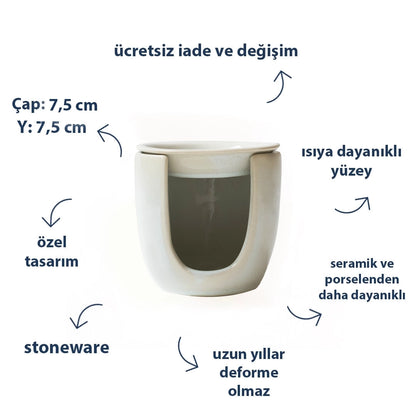 Stoneware Buhurdanlık II - İnci Beyaz