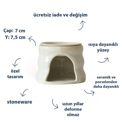 Stoneware Buhurdanlık - İnci Beyaz