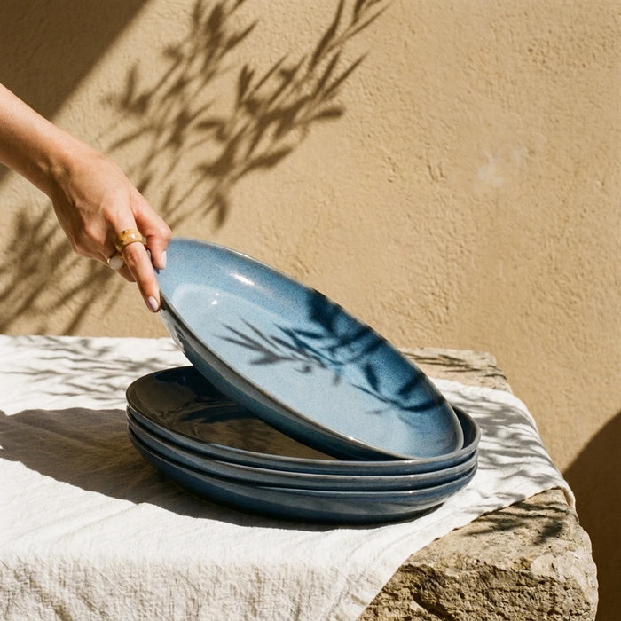 Stoneware Büyük Oval Tabak – Sayfi Mavi