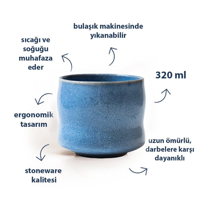 Stoneware Büyük Bardak - Sayfi Mavi