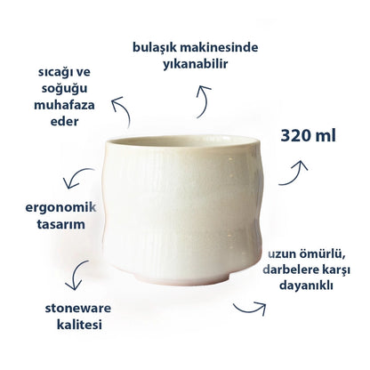 Stoneware Büyük Bardak - İnci Beyaz
