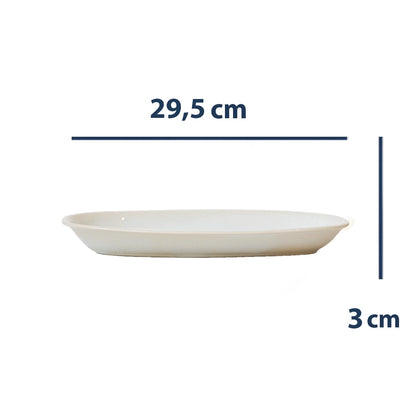 Stoneware Büyük Kayık Tabak - İnci Beyaz