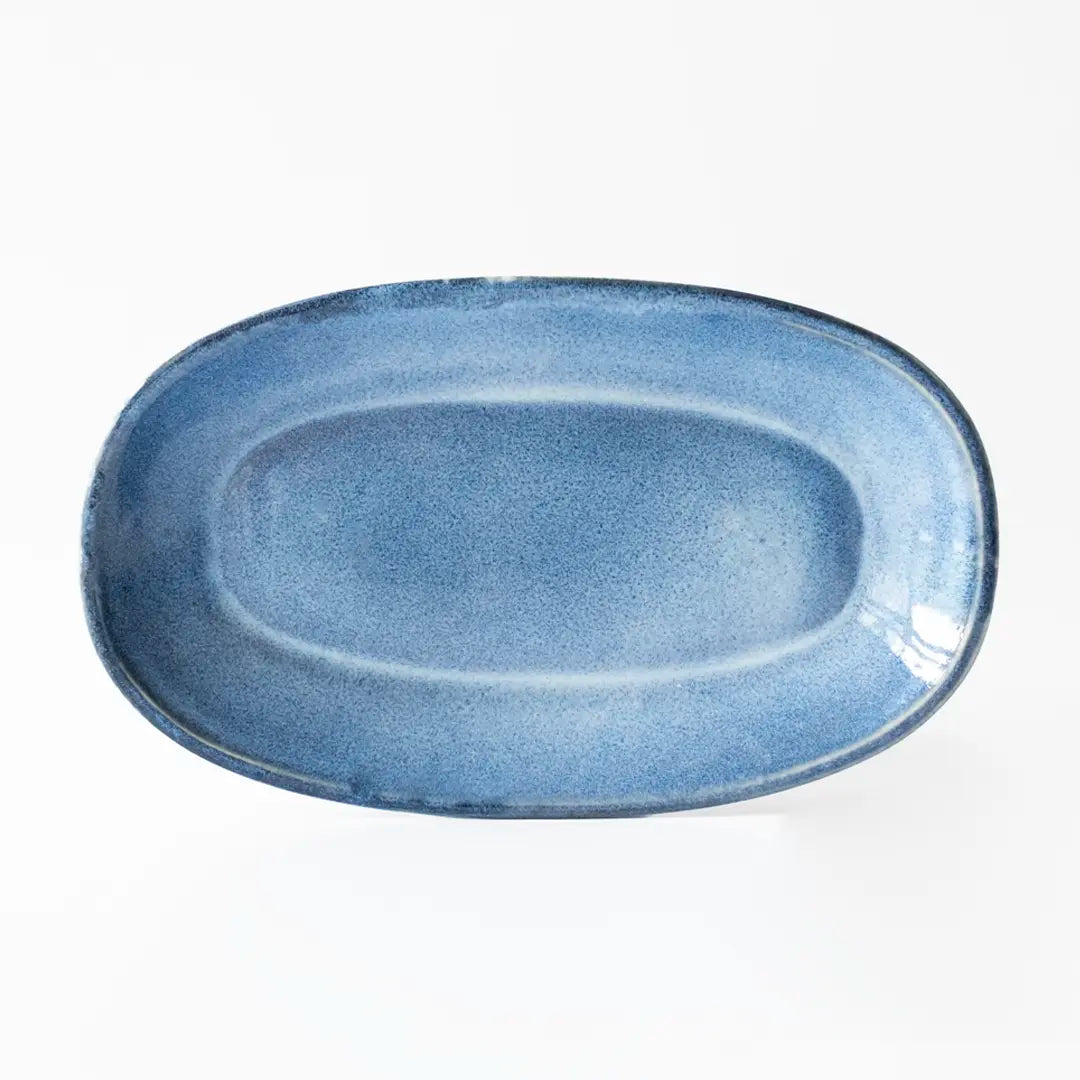 Stoneware Büyük Kayık Tabak - Sayfi Mavi