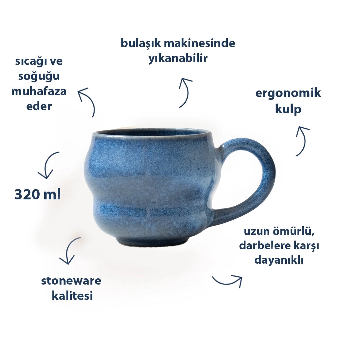 Stoneware Büyük Kupa - Sayfi Mavi