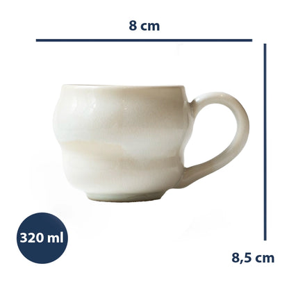 Stoneware Büyük Kupa - İnci Beyaz