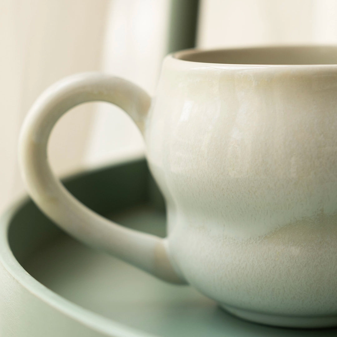 Stoneware Büyük Kupa - İnci Beyaz