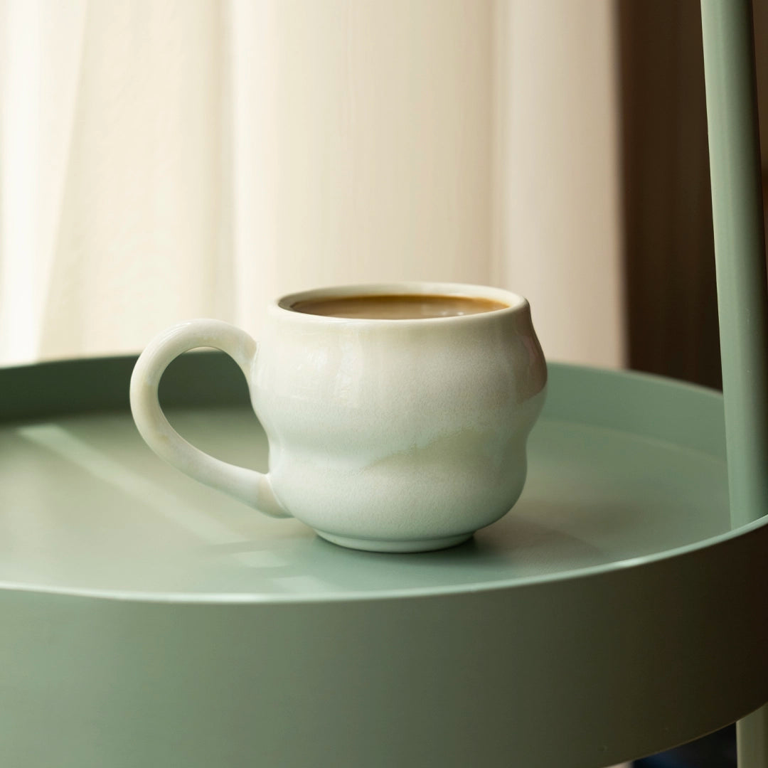 Stoneware Büyük Kupa - İnci Beyaz