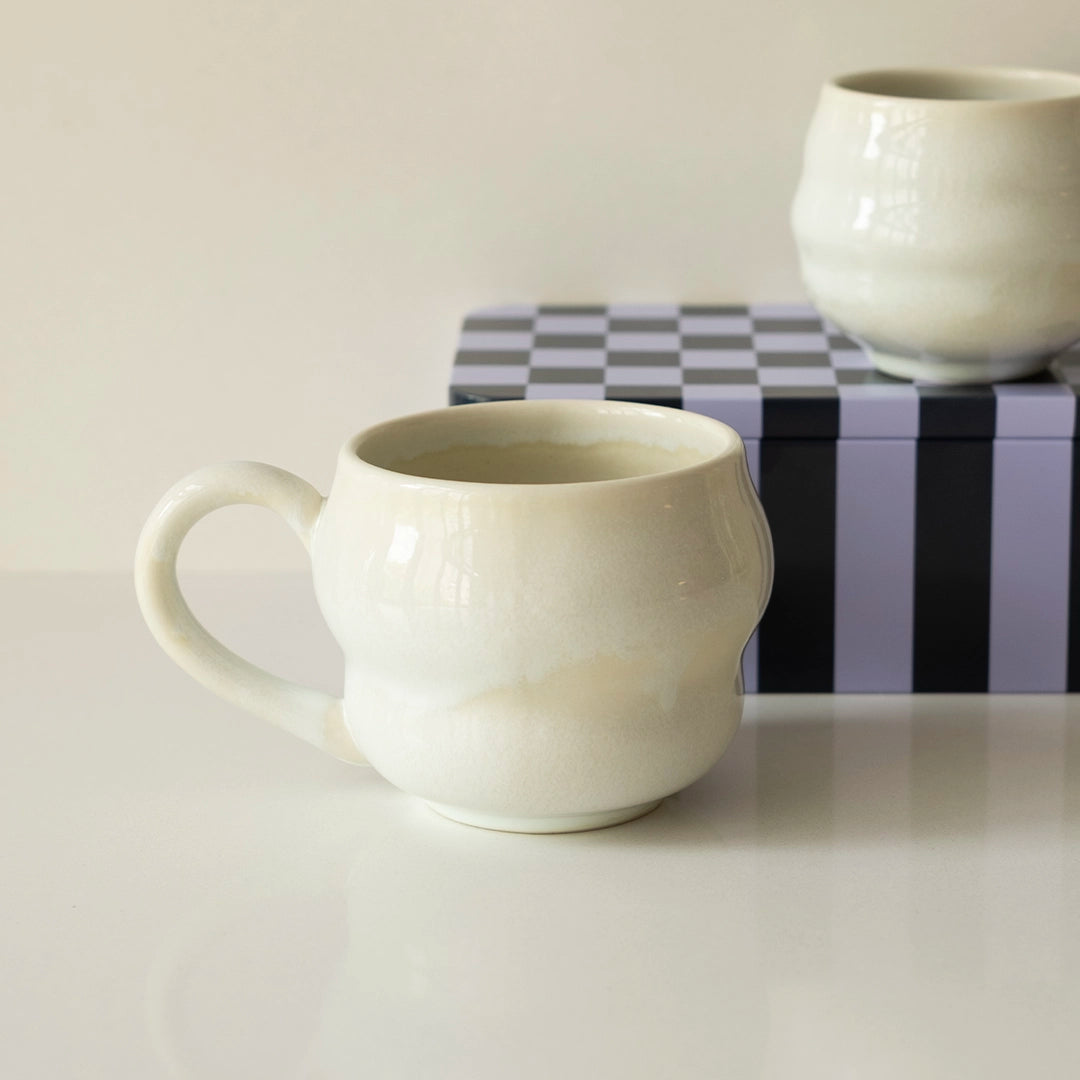 Stoneware Büyük Kupa - İnci Beyaz
