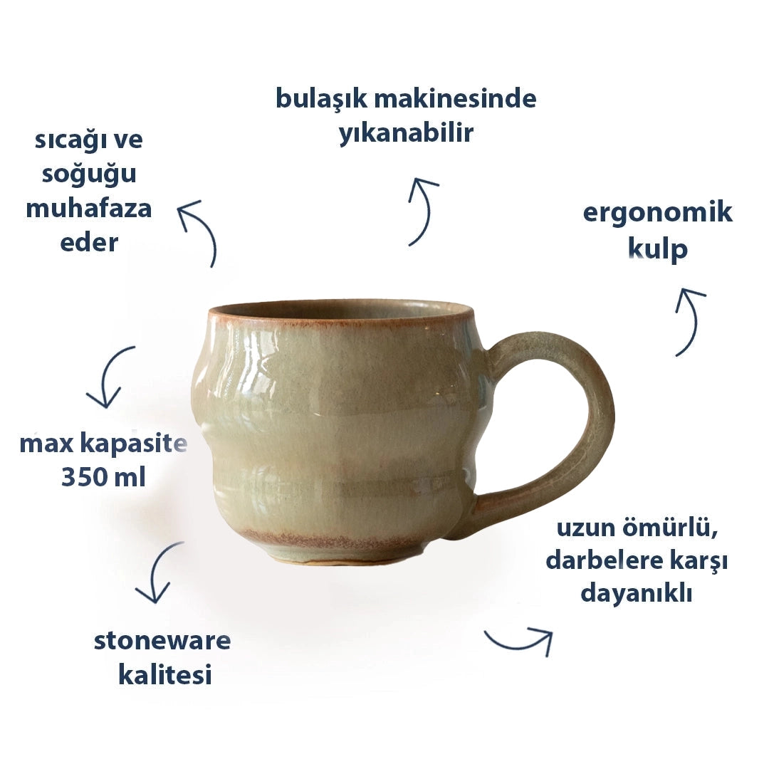 Stoneware Büyük Kupa - Müdavim Yeşil
