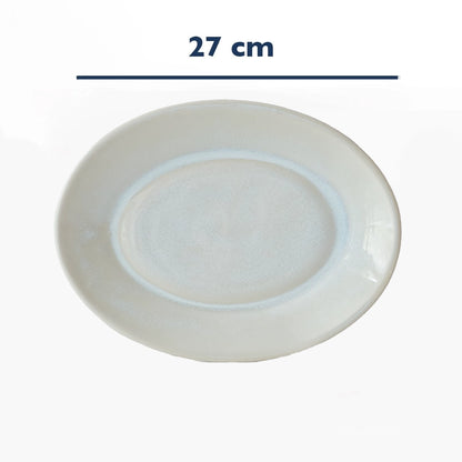 Stoneware Büyük Oval Tabak - İnci Beyaz
