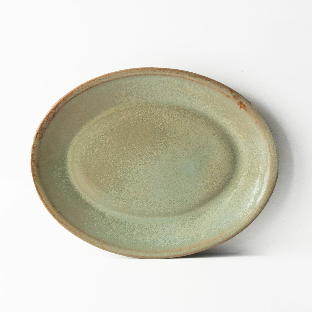 Stoneware Büyük Oval Tabak - Müdavim Yeşil