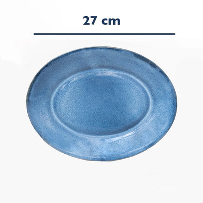 Stoneware Büyük Oval Tabak - Sayfi Mavi