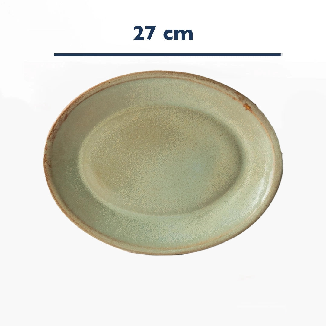 Stoneware Büyük Oval Tabak - Müdavim Yeşil