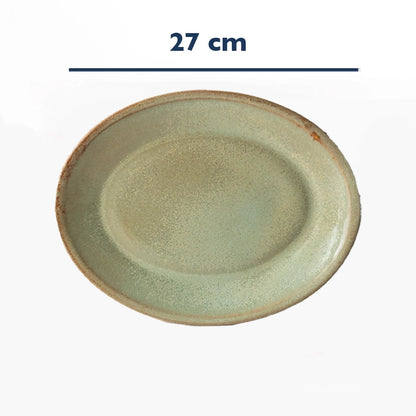 Stoneware Büyük Oval Tabak - Müdavim Yeşil
