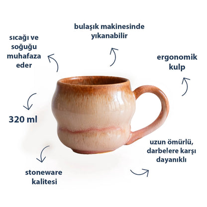 Stoneware Büyük Kupa - Gonca Pembe