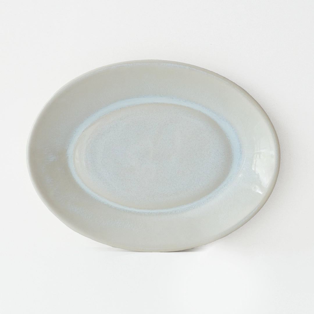 Stoneware Büyük Oval Tabak - İnci Beyaz