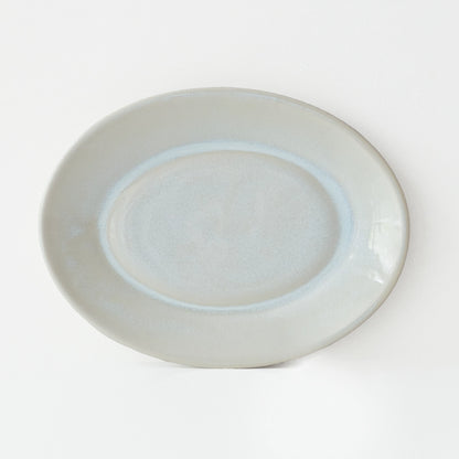 Stoneware Büyük Oval Tabak - İnci Beyaz