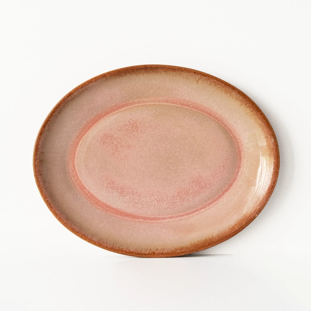 Stoneware Büyük Oval Tabak - Gonca Pembe