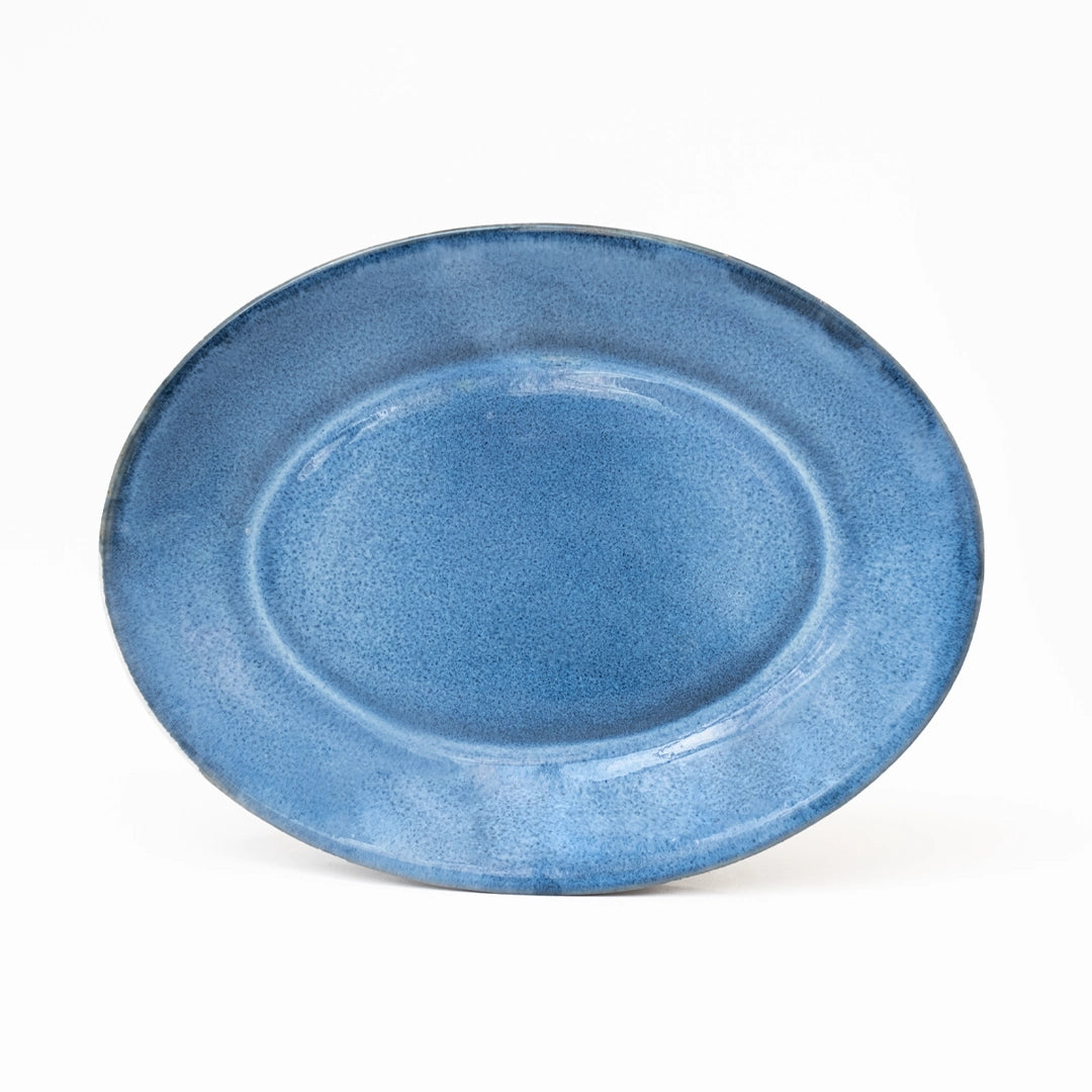 Stoneware Büyük Oval Tabak - Sayfi Mavi