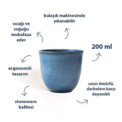 Stoneware Chawan Bardak - Sayfi Mavi