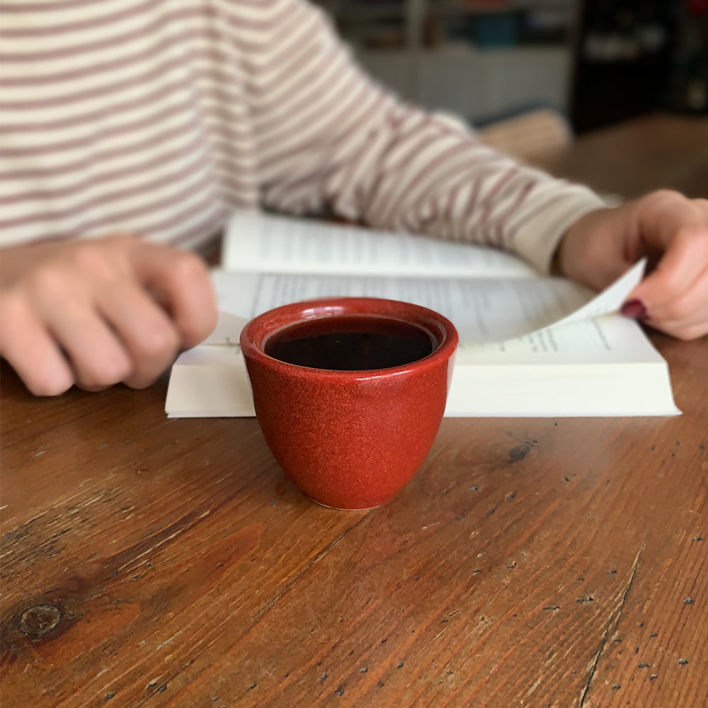 Stoneware Espresso Chawan - Dem Kırmızı