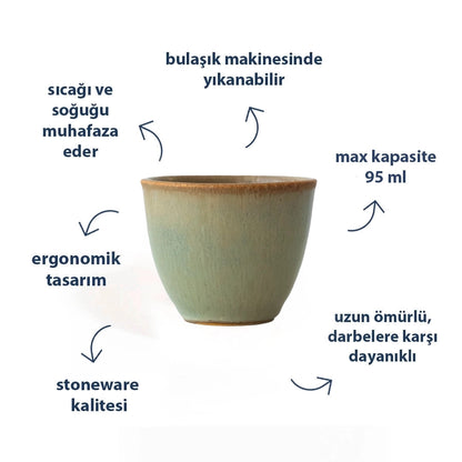 Stoneware Espresso Chawan - Müdavim Yeşil