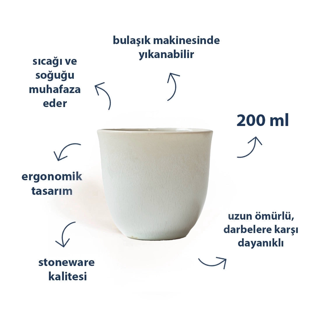Stoneware Chawan Bardak - İnci Beyaz