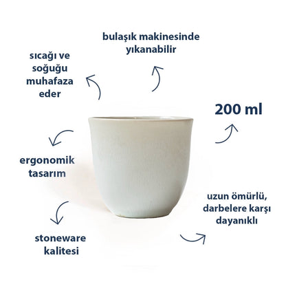 Stoneware Chawan Bardak - İnci Beyaz