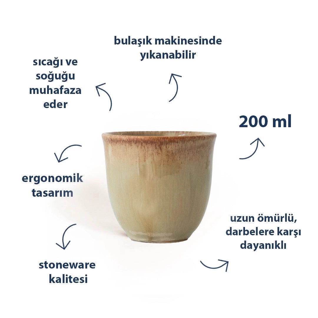 Stoneware Chawan Bardak - Müdavim Yeşil