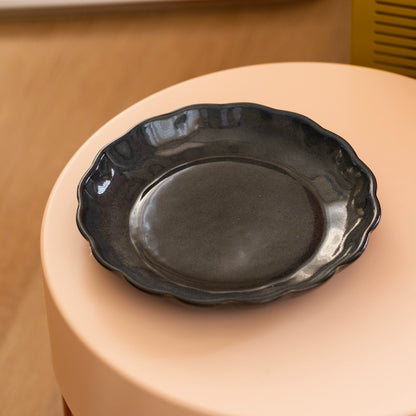 Stoneware Çiçek Derin Tabak - Sakin Gece