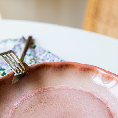 Stoneware Çiçek Derin Tabak - Gonca Pembe