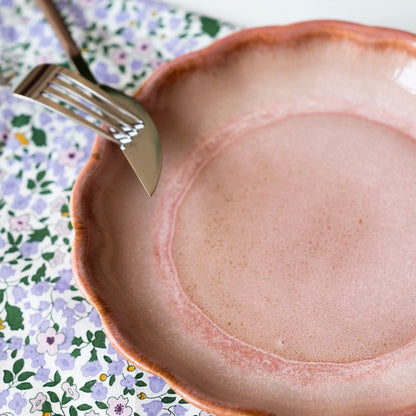 Stoneware Çiçek Derin Tabak - Gonca Pembe