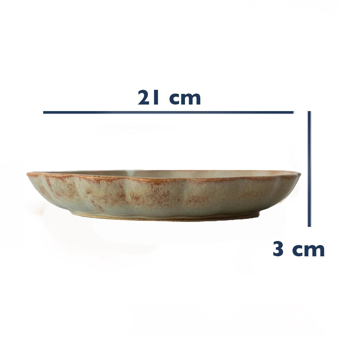 Stoneware Çiçek Derin Tabak - Müdavim Yeşil