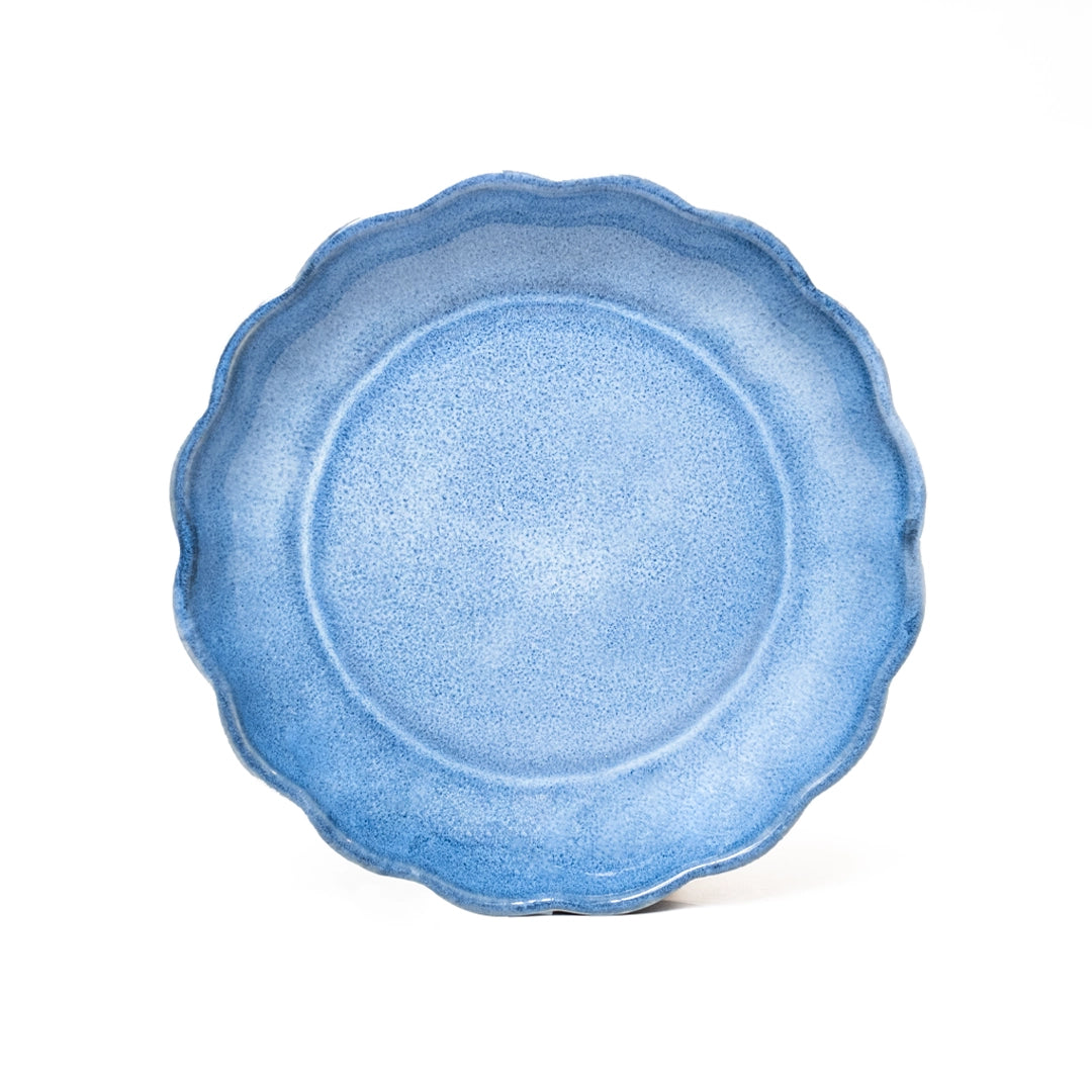 Stoneware Çiçek Derin Tabak - Sayfi Mavi