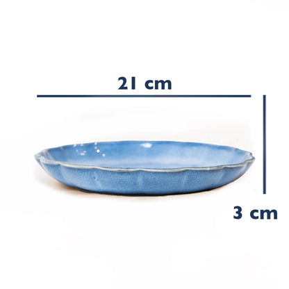 Stoneware Çiçek Derin Tabak - Sayfi Mavi