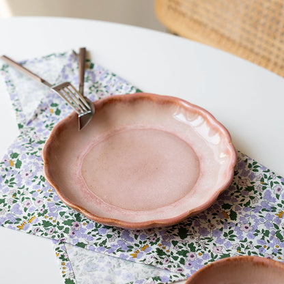 Stoneware Çiçek Derin Tabak - Gonca Pembe