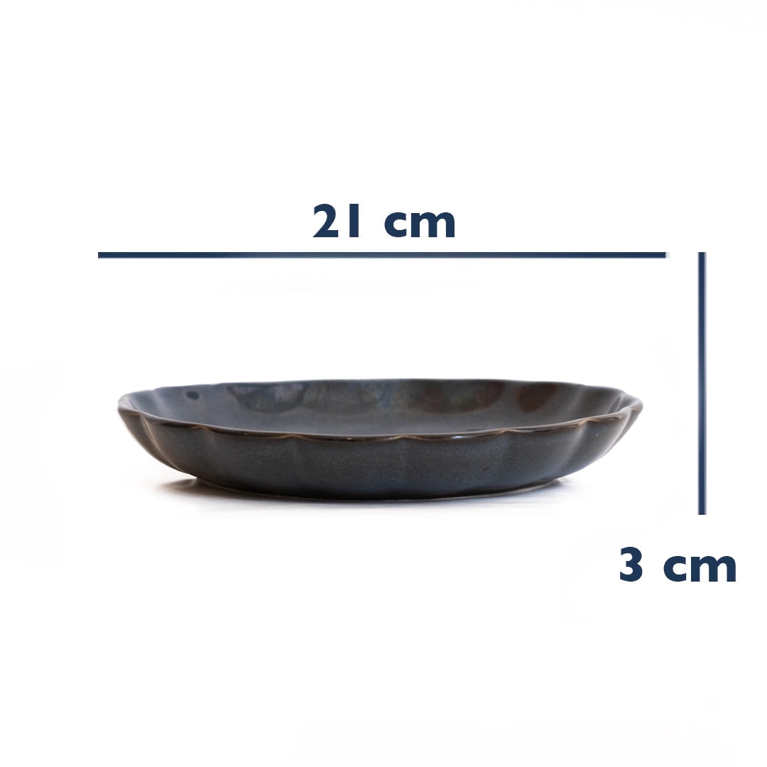 Stoneware Çiçek Derin Tabak - Sakin Gece