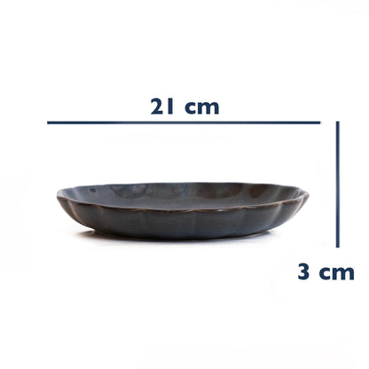 Stoneware Çiçek Derin Tabak - Sakin Gece