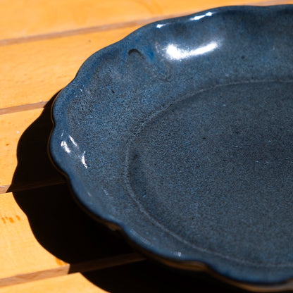 Stoneware Çiçek Derin Tabak - Sakin Gece