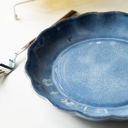 Stoneware Çiçek Derin Tabak - Sayfi Mavi