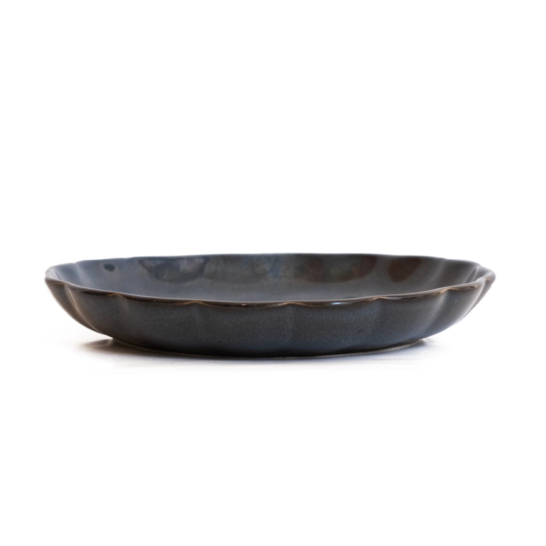 Stoneware Çiçek Derin Tabak - Sakin Gece