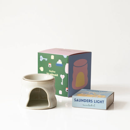 Dinginlik Ritüeli No.3: İnci Beyaz Buhurdanlık+Saunders Light Koku Barı