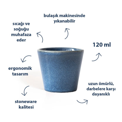 Stoneware Espresso Bardağı - Sayfi Mavi