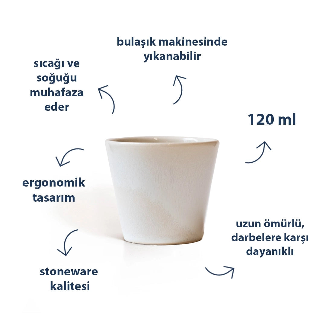 Stoneware Espresso Bardağı - İnci Beyaz