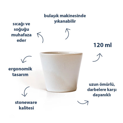 Stoneware Espresso Bardağı - İnci Beyaz